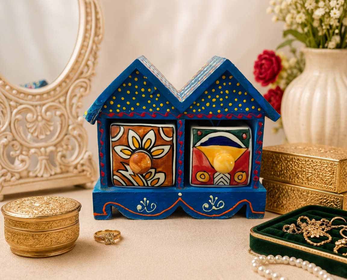 2 Drawer Jewellery Box (Horizontal Hut Shape)