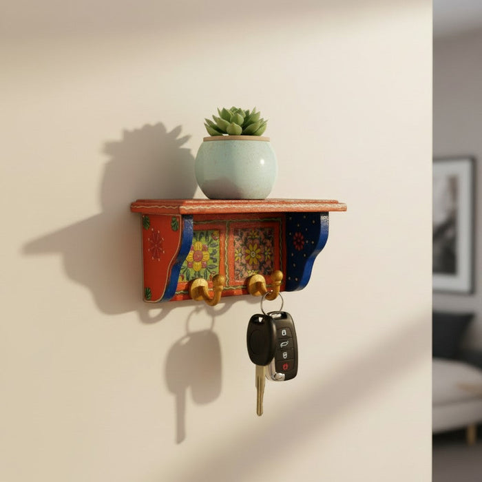 2 Hooks Wall Floating Shelf