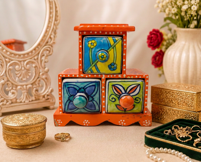 3 Drawer Jewellery Box (Triangle House Shape)