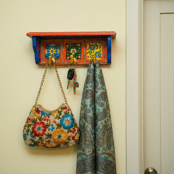 3 Hooks Wall Floating Shelf