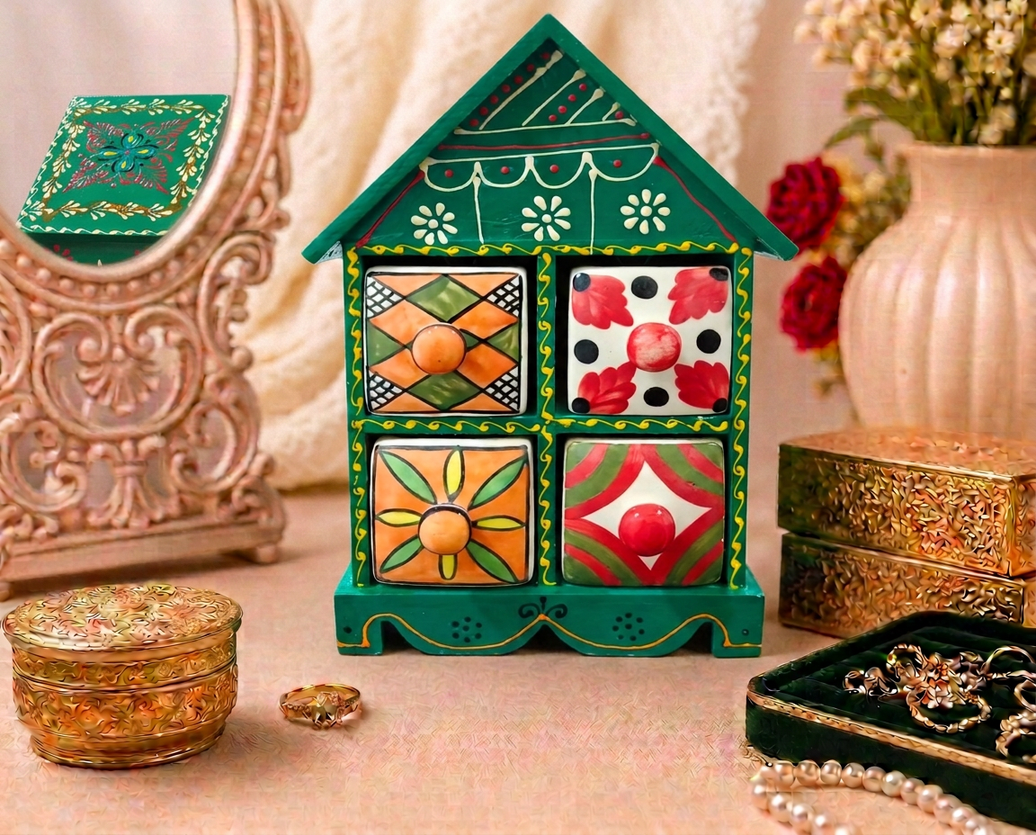4 Drawer Jewellery Box (Hut Shape)