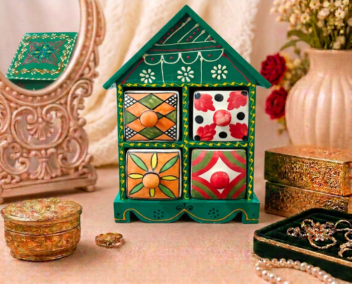 4 Drawer Jewellery Box (Hut Shape)