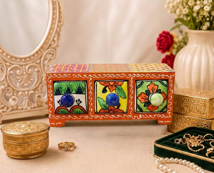 3 Drawer Jewellery Box (Horizontal House Shape)