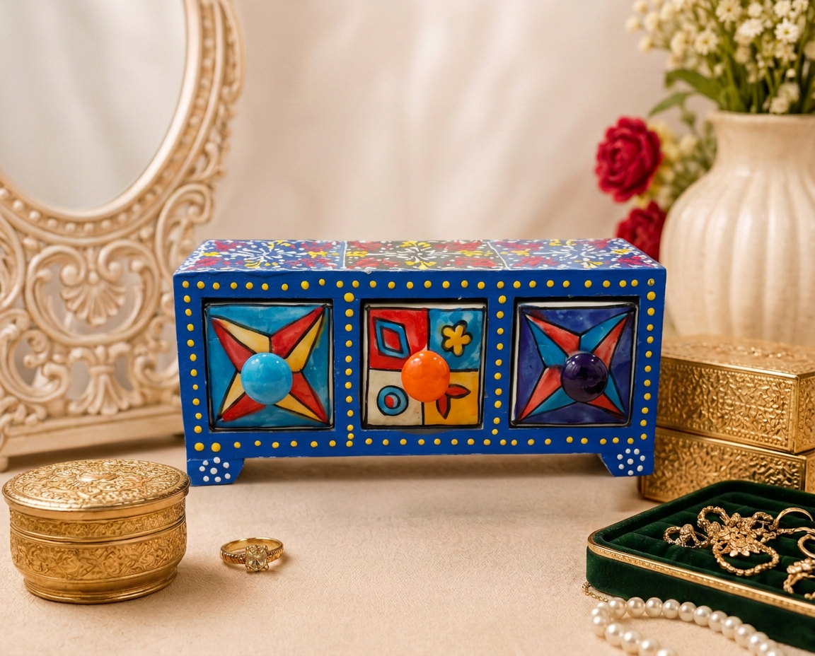 3 Drawer Jewellery Box (Horizontal House Shape)