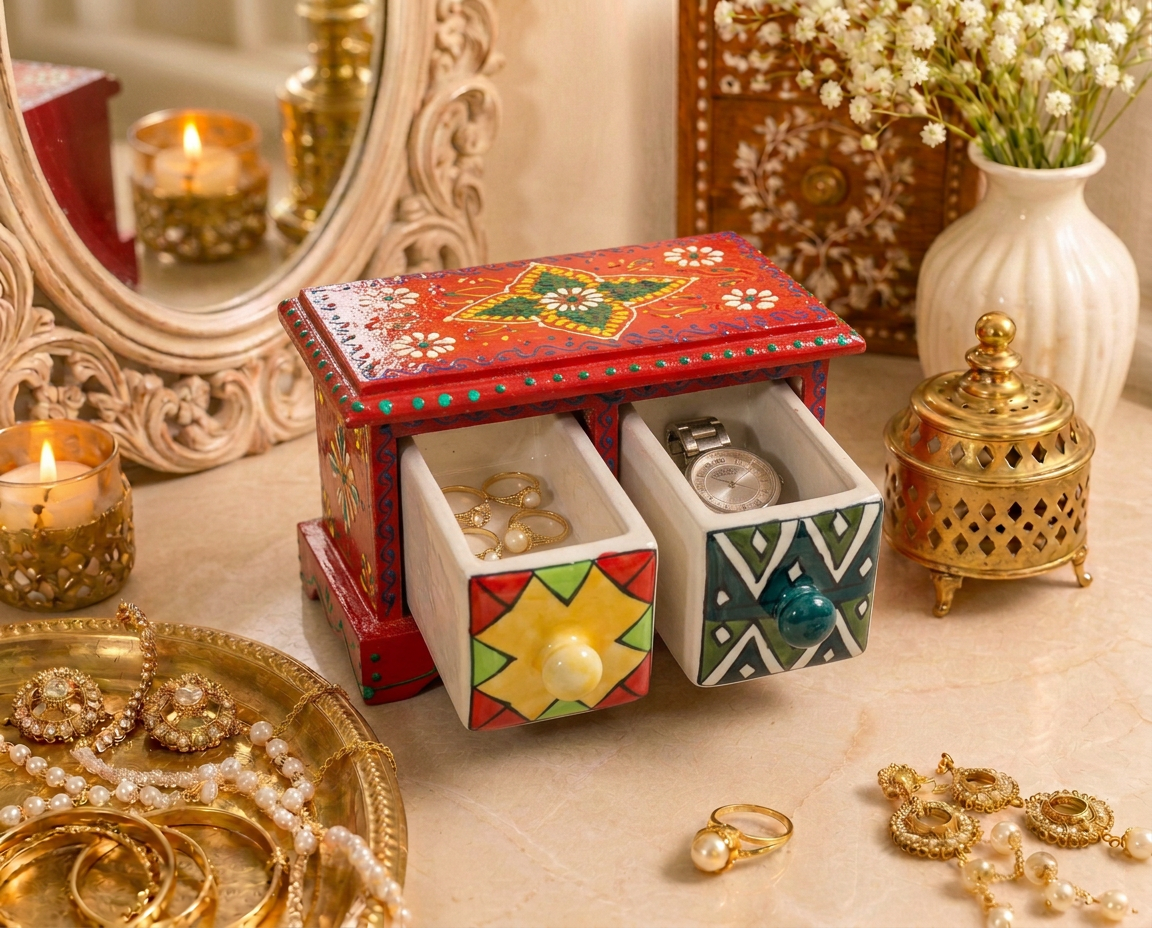 2 Drawer Jewellery Box (Horizontal House Shape)