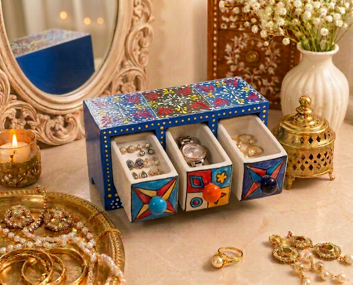 3 Drawer Jewellery Box (Horizontal House Shape)