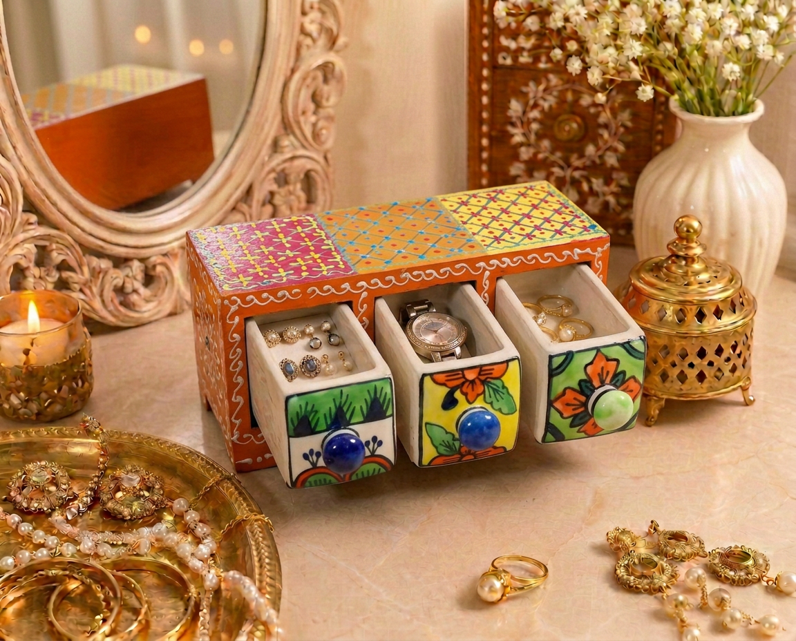 3 Drawer Jewellery Box (Horizontal House Shape)