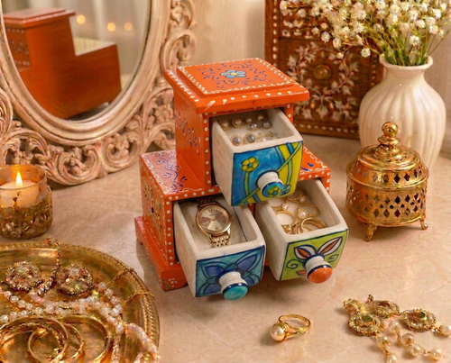 3 Drawer Jewellery Box (Triangle House Shape)