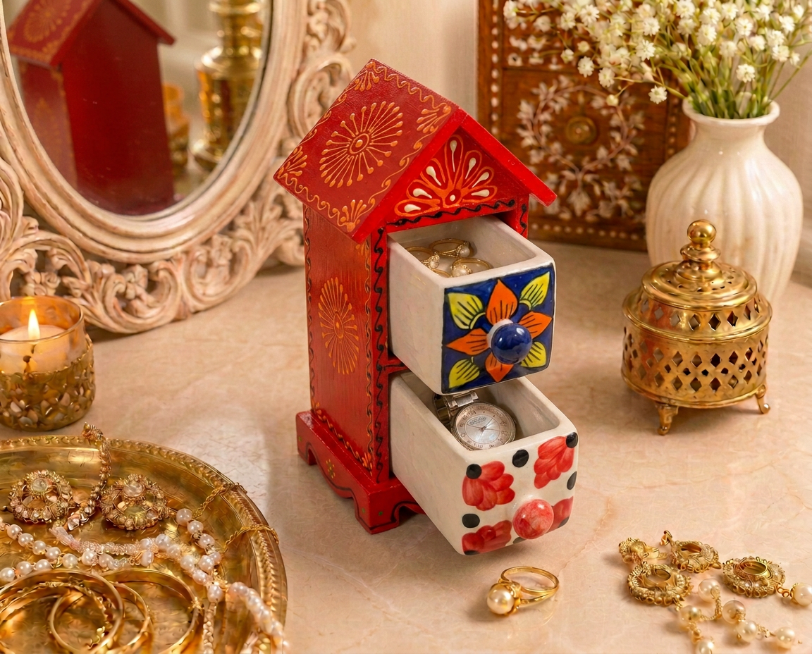 2 Drawer Jewellery Box (Vertical Hut Shape)