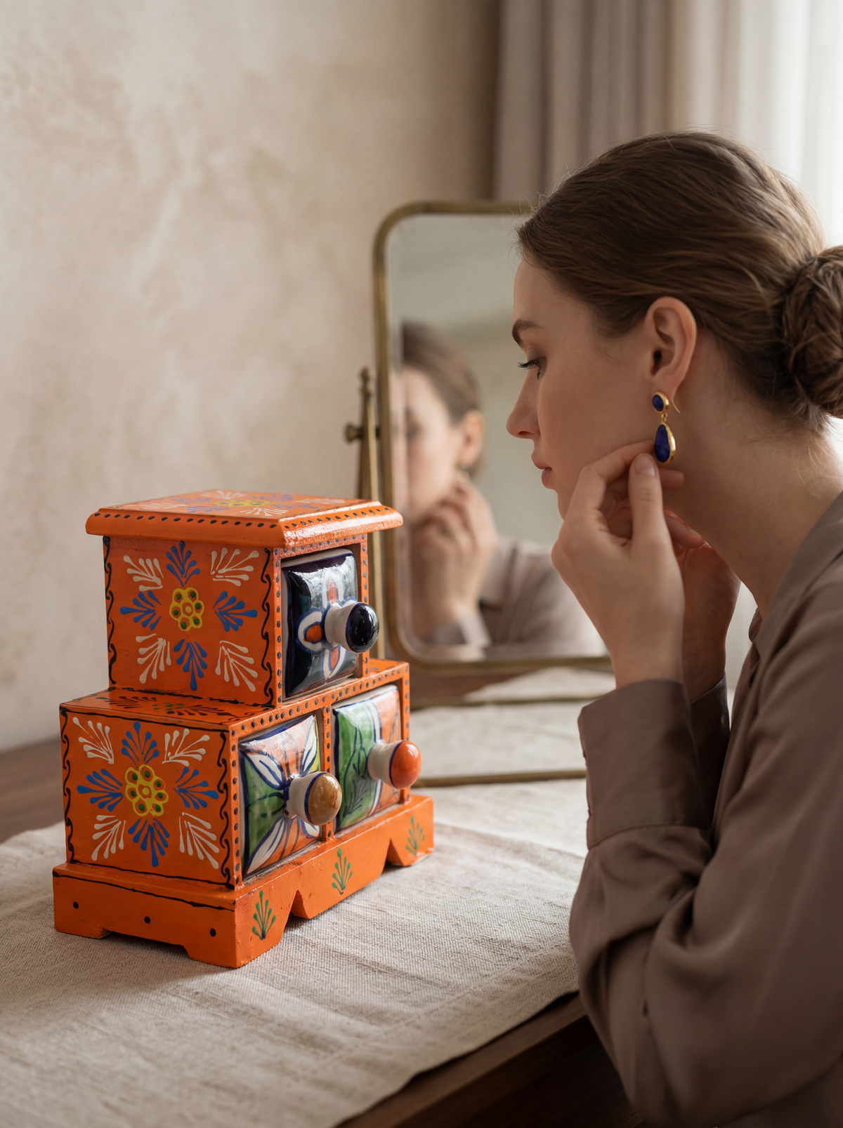 3 Drawer Jewellery Box (Triangle House Shape)