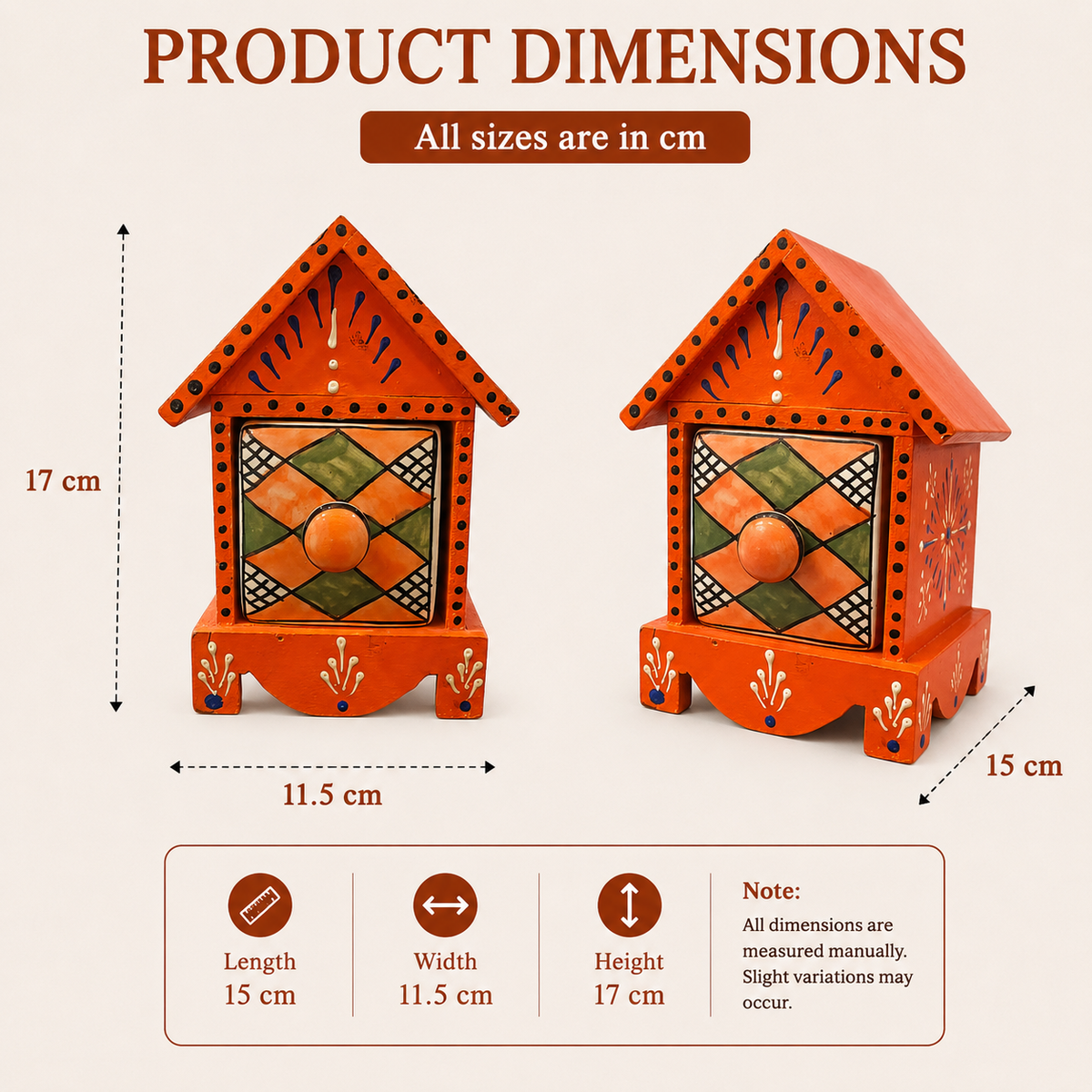 1 Drawer Jewellery Box (Hut Shape)