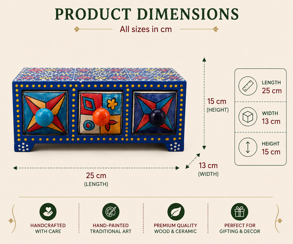 3 Drawer Jewellery Box (Horizontal House Shape)