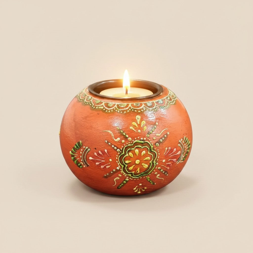 Ball Tealight Holder (Free- 1 Ghee Tealight Candle)