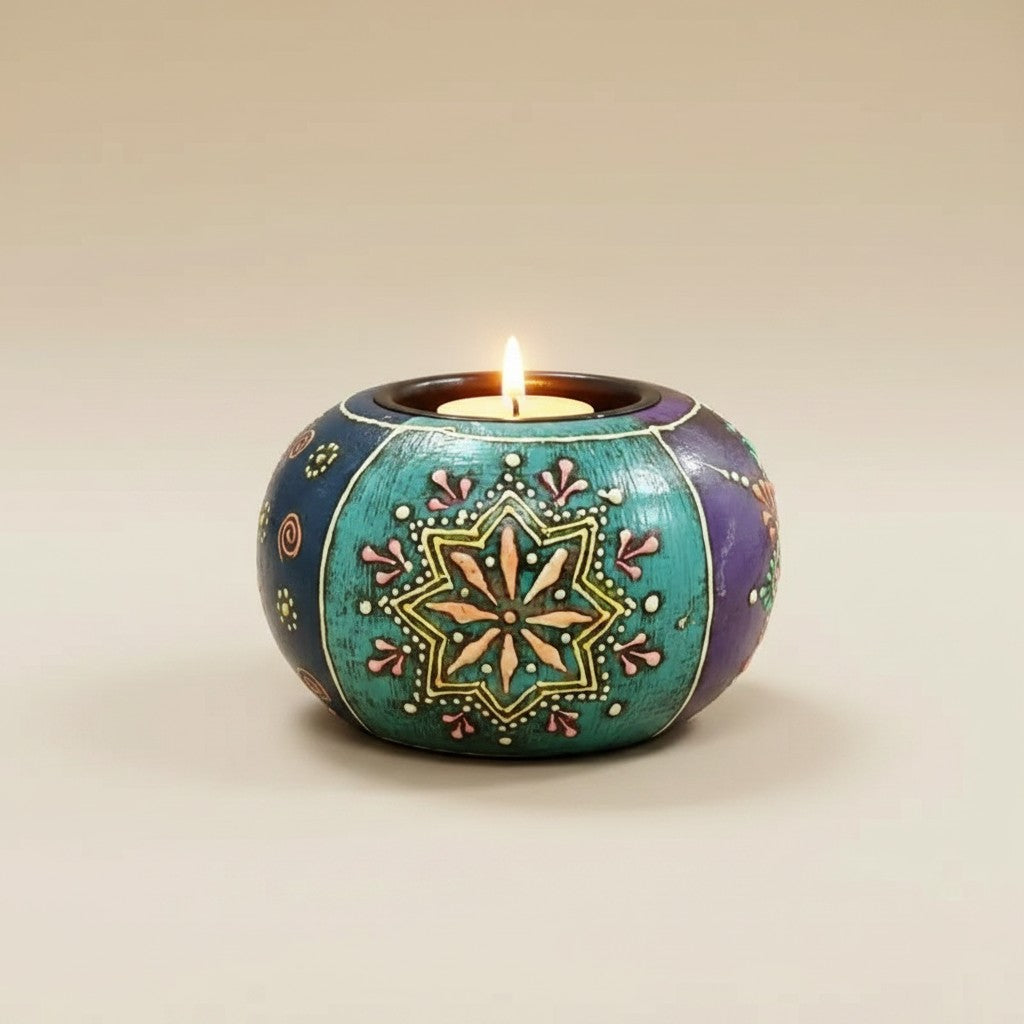 Ball Tealight Holder (Free- 1 Ghee Tealight Candle)