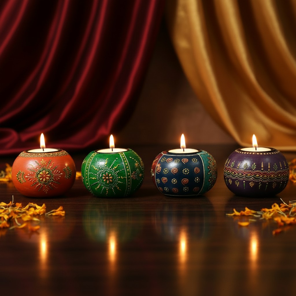 Ball Tealight Holder (Free- 1 Ghee Tealight Candle)