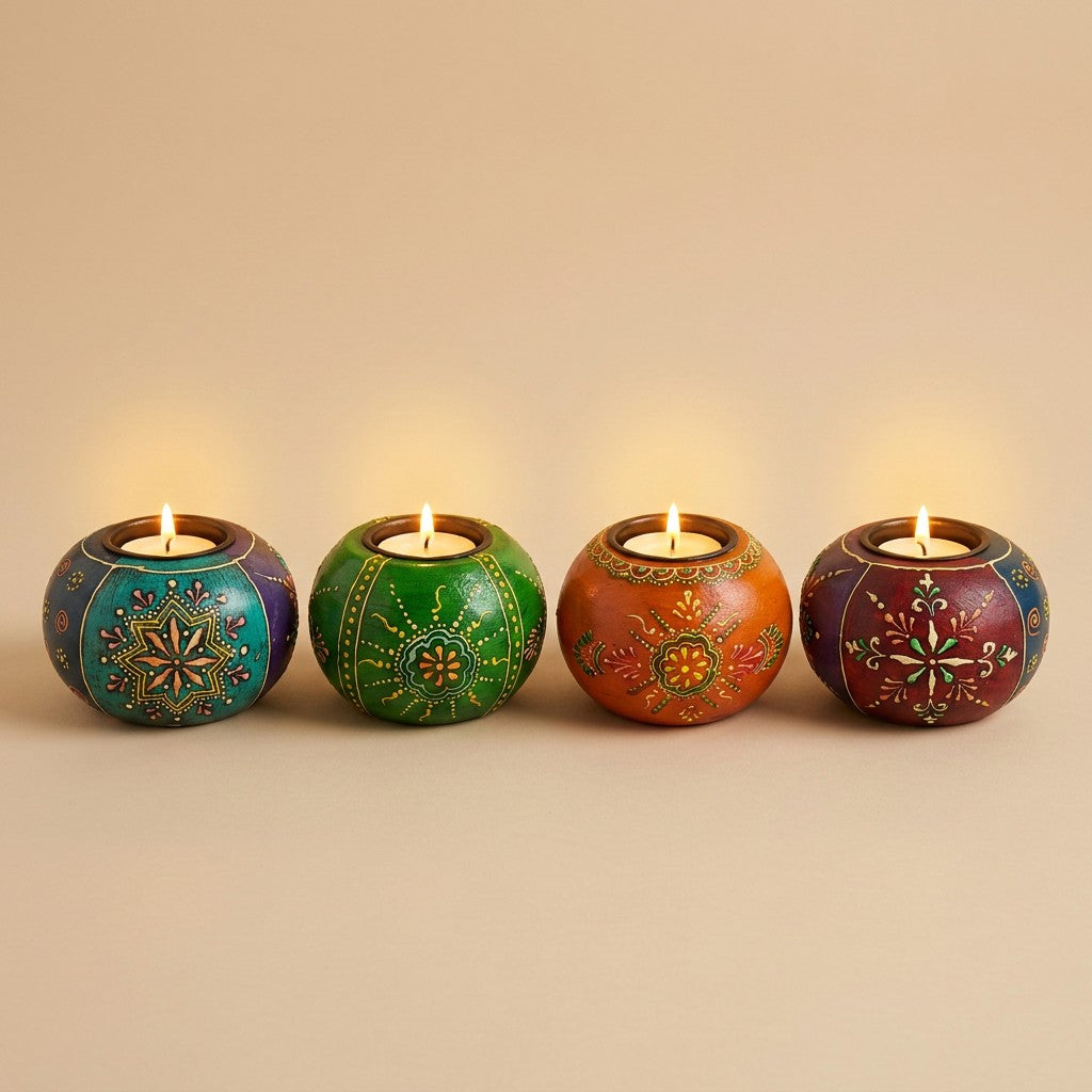 Ball Tealight Holder (Free- 1 Ghee Tealight Candle)
