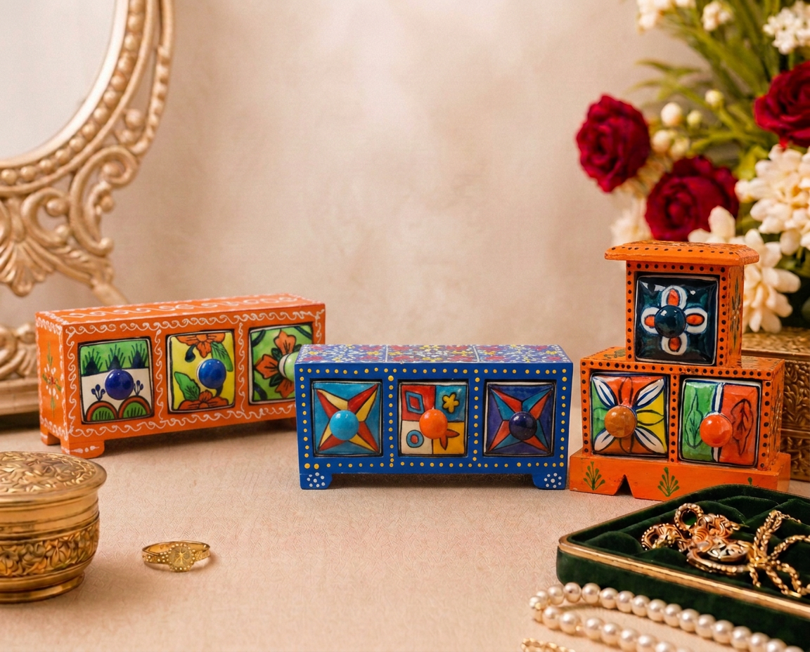 3 Drawer Jewellery Box (Triangle House Shape)